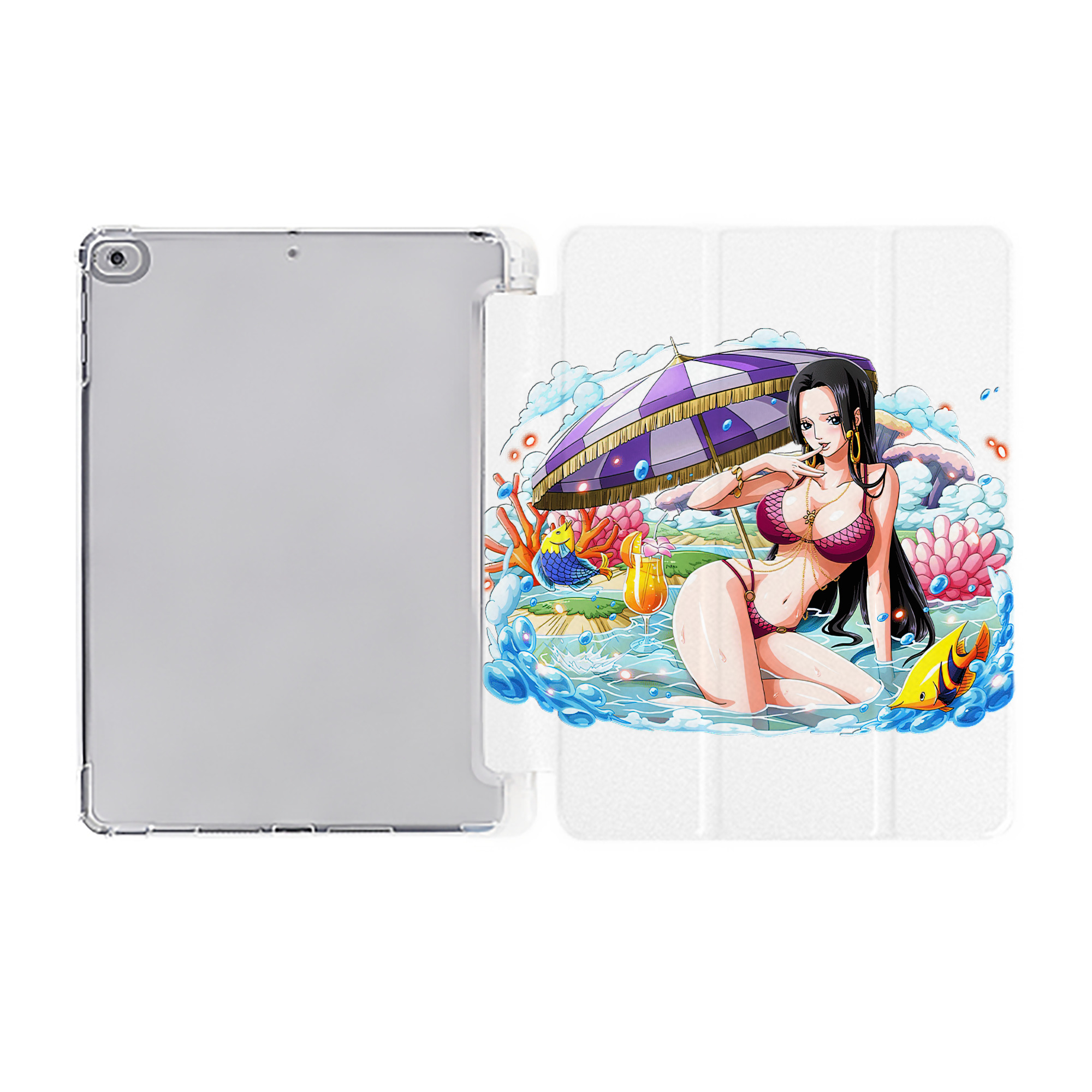 （画像用） ワンピース ボア・ハンコック ONE PIECE Boa·Hancock IPad ケース ペン収納付き 三つ折りスタンド PUレザー×シリコン 対応機種9.5/10.5/10.9インチ